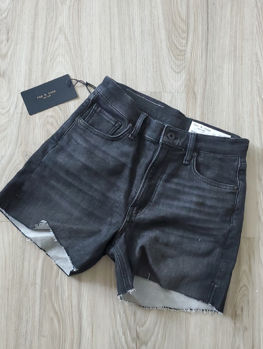 NEW Rag & Bone faded black denim shorts Size 24W